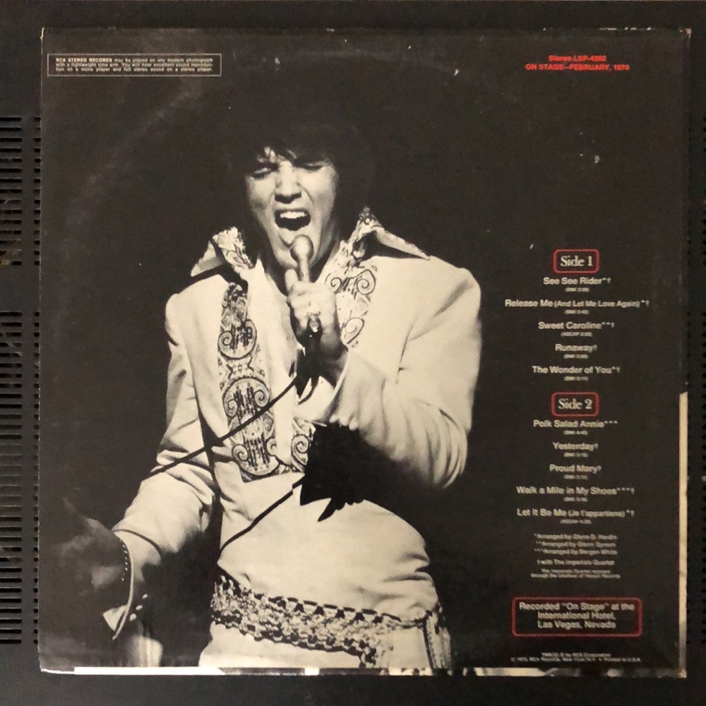 Elvis Presley On Stage February 1970 Vinyl Lp '70